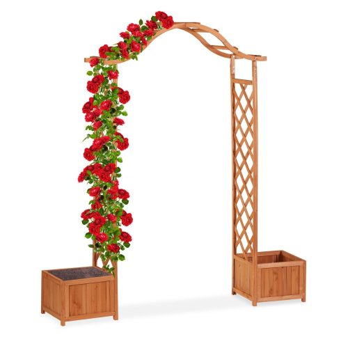 Wooden rose arbor plant runner with 2 flower boxes 209x181x60 cm  