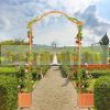 Wooden rose arbor plant runner with 2 flower boxes 209x181x60 cm  