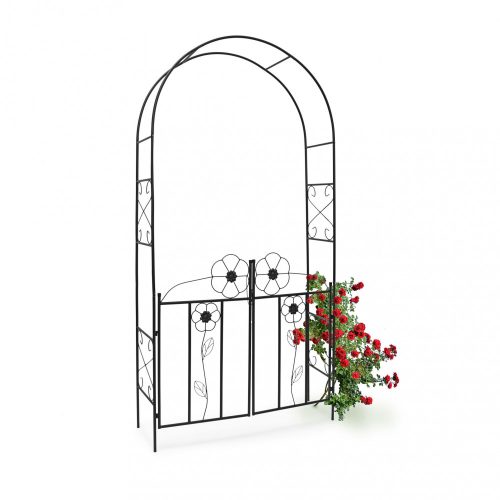 Rose-shaped plant runner with gate, black color 228x116x36.5 cm