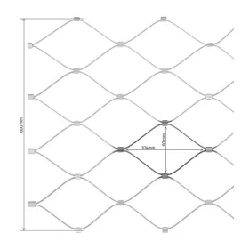   Rozsdamentes acél drótháló 60x104 mm-es szemmérettel – vízszintes tájolás, 1,5 mm huzalvastagság, 800 mm szélesség