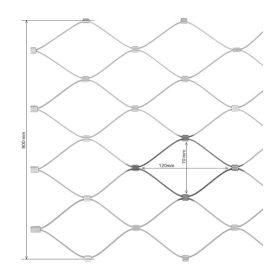   Rozsdamentes acél drótháló 70x120 mm-es szemkiosztással – 1,5 mm huzalátmérő, vízszintes tájolás, 1000 mm szélesség, H típus