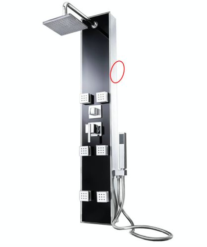 Luxus üveg zuhanypanel rozsdamentes acél zuhanycsővel masszázsfúvókákkal keverőcsappal