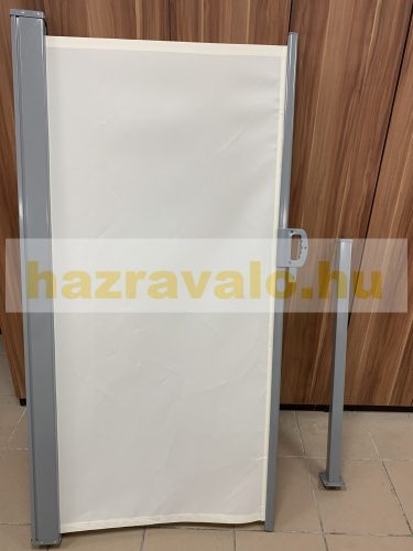 Térelválasztó kihúzható paraván 300x160 cm vízlepergető szövet szélfogó szélvédő tört fehér szín 