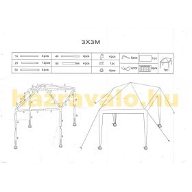   Kerti pavilon 3x3m és 6x3m  sörsátor tartóoszlop talp 25 mm sörsátor tartalék alkatrész