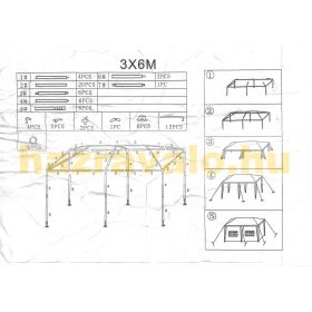   Kerti pavilon 6x3m és a 9x3m sörsátor tetőgerinc átvezető műanyag elem 19 mm sörsátor tartalék alkatrész