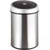 Stainless steel waste sensor bin DAMAGED IN TRANSPORT! with automatic motion sensor, silver inox 40 L