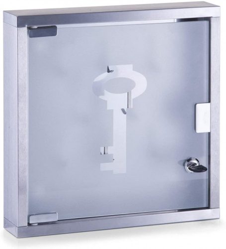 DAMAGED IN SHIPPING! Stainless steel key cabinet fashionable glass key holder 30x30x6 cm