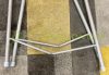 INJURED! Event table made of white MDF material, 110 cm high, 60 cm diameter, for example weddings, standing receptions, garden parties