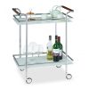 PRESENTATION PIECE, MISSING! Kitchen cart on wheels chrome kitchen cart with 2-level milk glass shelf