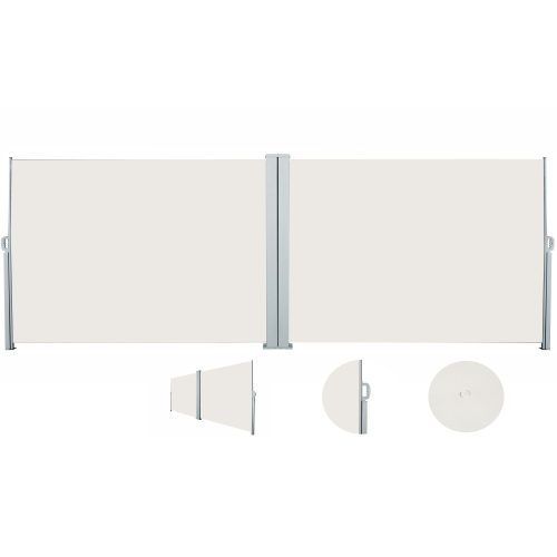MISSING! Windbreak double room divider outdoor and indoor screen 200x600 cm beige color white frame 