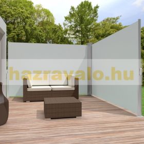   BEMUTATÓ DARAB! Szélfogó dupla térleválasztó kültéri és beltéri paraván 200x600 cm szürke színben fehér váz 