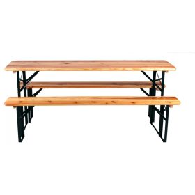   SZÁLLÍTÁS SÉRÜLT! Sörpad szett 177 cm sörasztal és 2 db sörpad 8 fő számára alkalmas kerti bútor garnitúra 