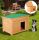 Wooden dog house 85 x 58 x 58 cm, SECOND CLASS! in natural wood-green color