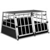 SZÁLLÍTÁS SÉRÜLT! Dogbox alumínium kutya szállító autóba 98x70x51cm praktikus mobil autós ketrec dupla