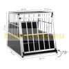 BEMUTATÓ DARAB! Dogbox alumínium kutya szállító autóba 90x66x72 cm praktikus mobil autós ketrec szimpla