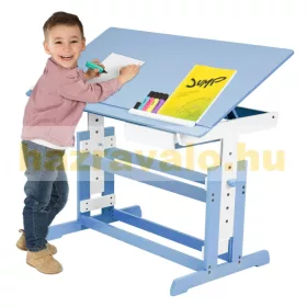   SZÁLLÍTÁS SÉRÜLT! Íróasztal gyerek kék - Kék dönthető gyermek íróasztal