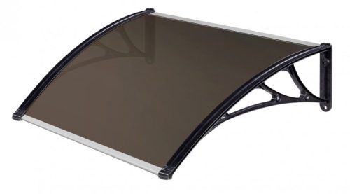 SZÁLLÍTÁS SÉRÜLT! A szokásosnál nagyobb kinyúlású előtető 150x120 fekete keret bronz üregkamrás polikarbonát féltető C típusú kar például bejárati ajtó vagy ablakok fölé