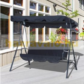   SZÁLLÍTÁS SÉRÜLT! Hintaágy 3 személyes masszív hintaszék fekete 172x110x152 cm