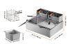 SZÁLLÍTÁS SÉRÜLT! Rozsdamentes elektromos olajsütő inox dupla fritőz 20 literes 5000W időzítővel vendéglátóipari