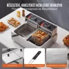 SZÁLLÍTÁS SÉRÜLT! Rozsdamentes elektromos olajsütő inox dupla fritőz 20 literes 5000W időzítővel vendéglátóipari