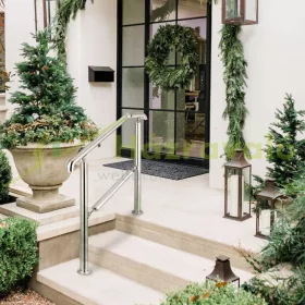 Lépcsőkorlát 106x86 cm bejárati korlát rozsdamentes acél, állítható ezüst kapaszkodó