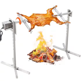   HIÁNYOS, SÉRÜLT CSOMAGOLÁS! Malacsütő 116 cm rozsdamentes acél forgónyárs 42W BBQ grill grillkocsi grillnyárs