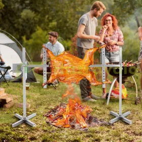  HIÁNYOS, SÉRÜLT CSOMAGOLÁS! Malacsütő 116 cm rozsdamentes acél forgónyárs 42W BBQ grill grillkocsi grillnyárs