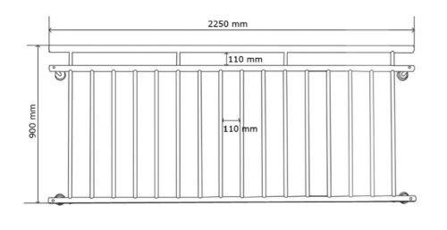 Erkélykorlát  franciaerkély  acél 225x90 cm inox