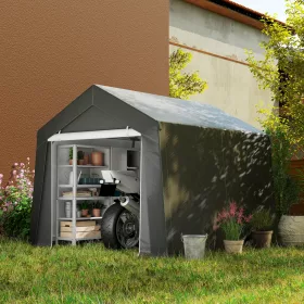   sátor garázs 3x3 m Vízálló garázssátor feltekerhető ajtóval, szellőzőablakkal, meghosszabbított szélekkel, sötétszürke
