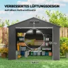 garázs 2,5x1,8 m Vízálló garázssátor feltekerhető cipzáras ajtóval és szellőzőablakkal Sötétszürke