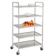 Stainless steel serving trolley with 5 shelves made of acid-resistant steel