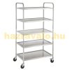 Stainless steel serving trolley with 5 shelves made of acid-resistant steel