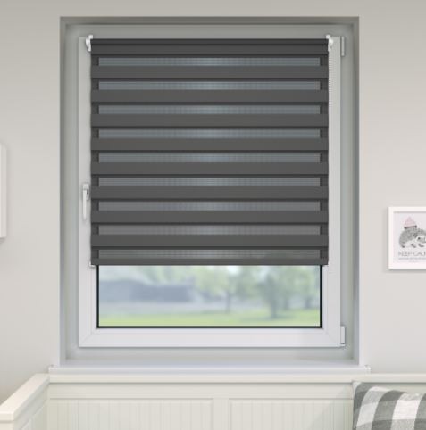  100x160 double blind striped blind curtain gray zebra stripe window shade slightly translucent. It is also good for a 90x150 window, but the length can be adjusted and it can also be completely rolled up 