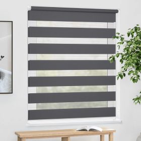   90x160 Sávos roló függöny széles dupla roló zebracsíkos szürke ablak árnyékoló enyhén fényáteresztő. 90x150-es ablakhoz is jó, de a hossza állítható illetve teljesen fel is tekerhető 