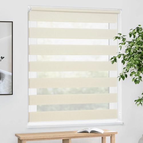95x160 dupla roló sávos roló függöny zebracsíkos bézs ablak árnyékoló. 90x150-es ablakhoz is jó, de a hossza állítható illetve teljesen fel is tekerhető 