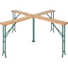 Beer table Cross-shaped garden picnic table with folding metal legs