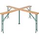 Beer table Cross-shaped garden picnic table with folding metal legs