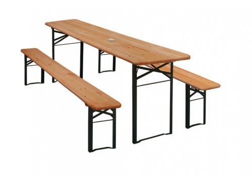 Beer bench beer table set - Beer table and 2 beer bench set, Set with folding metal legs