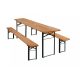 Beer bench beer table set - Beer table and 2 beer bench set, Set with folding metal legs