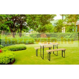   Sörsátor szett 110 cm sörasztal és 2 db sörpad 6 fő számára alkalmas kerti bútor garnitúra 