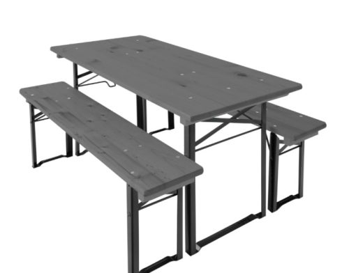 Beer tent set 110 cm beer table and 2 beer benches gray garden furniture set suitable for 6 people 