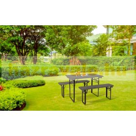   Sörpad 110 cm sörasztal és 2 db sörpad garnitúra 6 fő számára alkalmas szürke kerti bútor garnitúra 