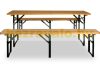 Beer bench beer table set extra size 220 cm - Beer table and 2 beer bench set, Set with folding metal legs