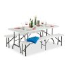 Folding beer bench set set of 3 in white