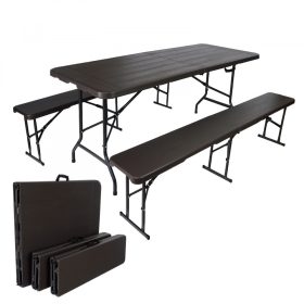   Összecsukható műanyag sörpad sörasztal készlet szürke fa megjelenésű kerti bútor