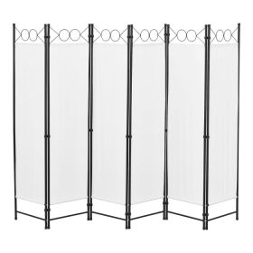   Spanyolfal törtfehér térelválasztó paraván 6 darab díszes panel 240x171 cm bézs színben