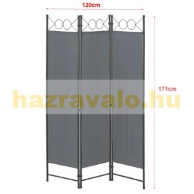   Spanyolfal, térelválasztó paraván 3 darab díszes panel 120x171 cm sötétszürke színben