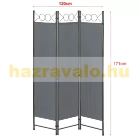   Spanyolfal, térelválasztó paraván 3 darab díszes panel 120x171 cm sötétszürke színben