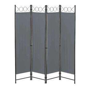   Spanyolfal, térelválasztó paraván 4 darab díszes panel 160x171 cm sötétszürke színben