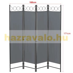   Spanyolfal, térelválasztó paraván 4 darab díszes panel 160x171 cm sötétszürke színben